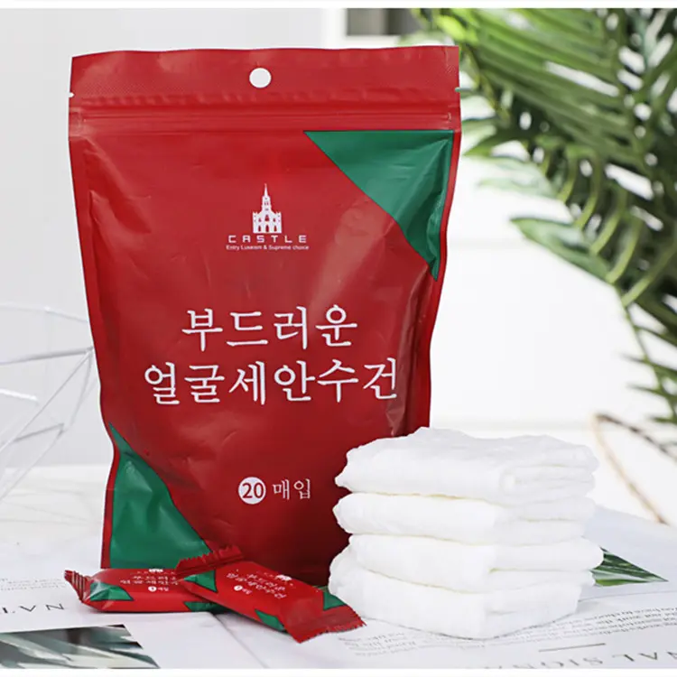 Korean CASTLE Cotton Face Towels - Compressed Disposable Mini Travel Pads (20 pcs)