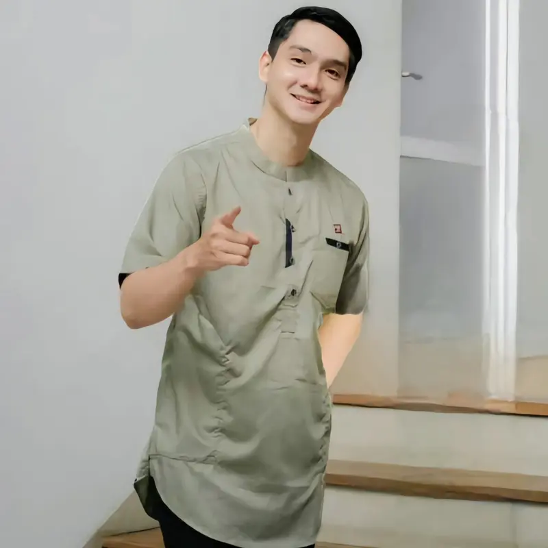 Koko Kurta Lengan Pendek Warna Mauve Bahan Katun Toyobo Baju Koko Pria Dewasa Terbaru di Lebaran 2025 Muslim 4