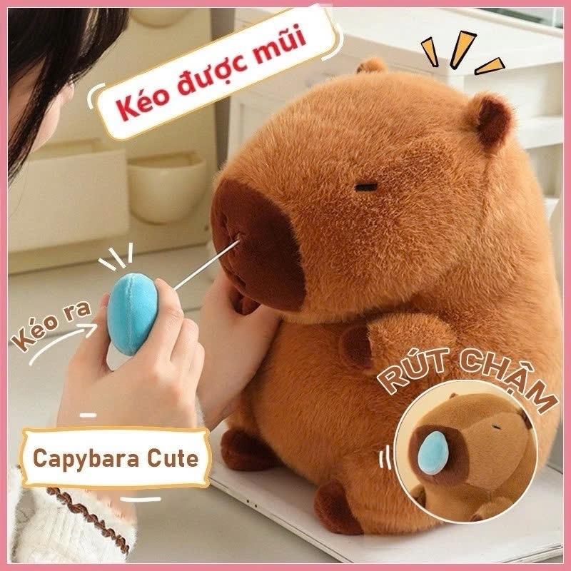Gấu Bông Chuột Lang Capybara, đeo balo rùa Gấu Bông LOTOMO Thú Nhồi Bông Capybara nước mũi,  mũ dâu, capybara tắm biển toy, đồ chơi gấu bông phao vịt Thú Bông Voi Phát Nhạc gấu  rút