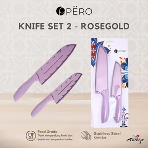 [MAKSAN] Pero Granite Knife Set of 2 Super Sharp / Set Pisau Dapur 2pcs Serba Guna Tajam dan Anti Lengket