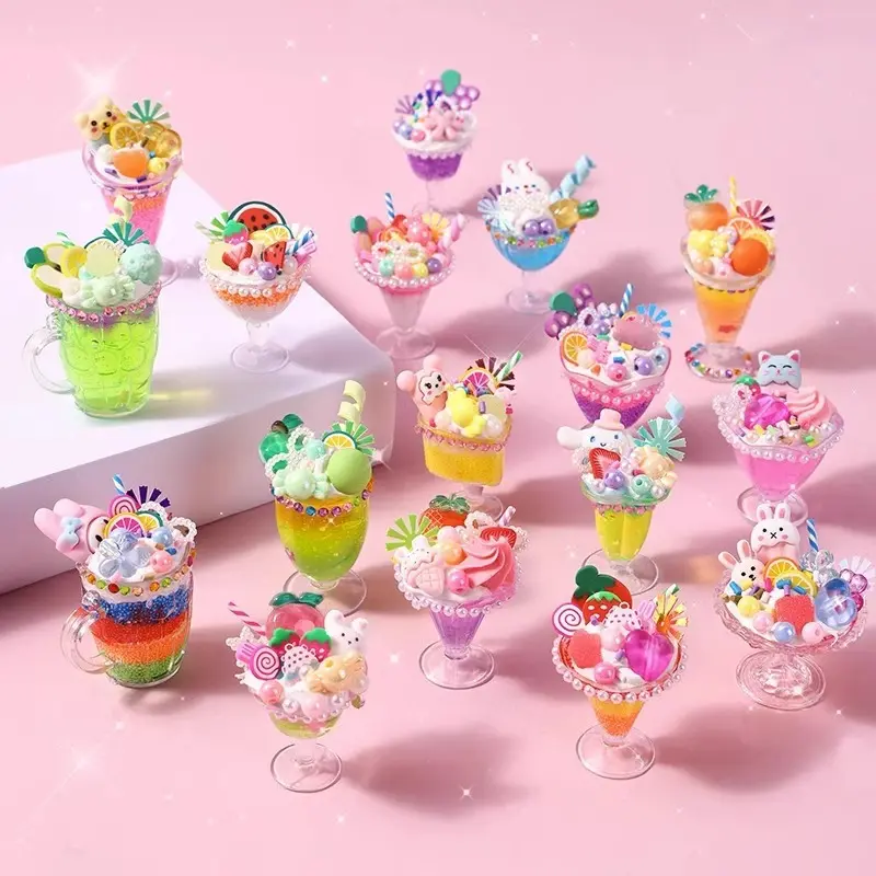Tepi es krim anak buatan tangan DIY krim lem mainan gadis penutup mulut buatan tangan simulasi mainan makanan buatan Toys Buah Kotak deco cream Kue 1