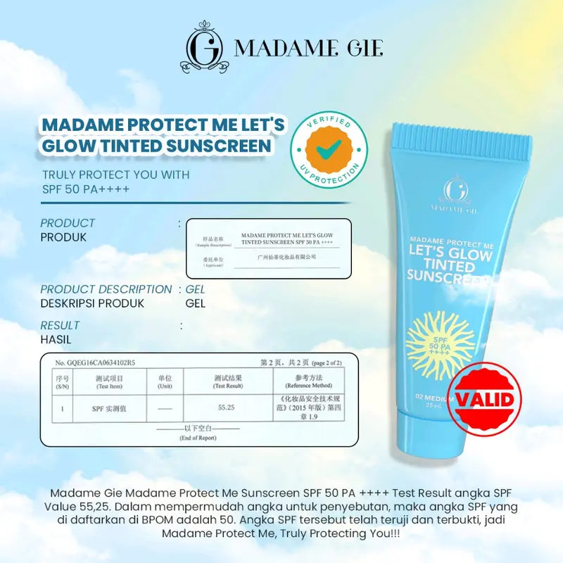 Madame Protect Me Let's Glow Tinted Sunscreen SPF 50 PA ++++ Multipurpose 10ml - 35ml (Facial / Wajah / Niacinamide / Perawatan) 1