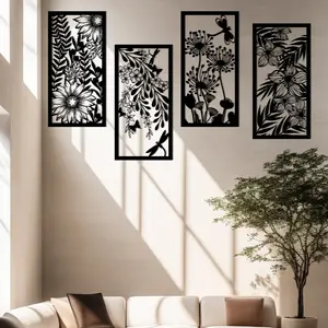 Pajangan Dinding Kayu Minimalis Motif Flowers Aesthetic Kayu