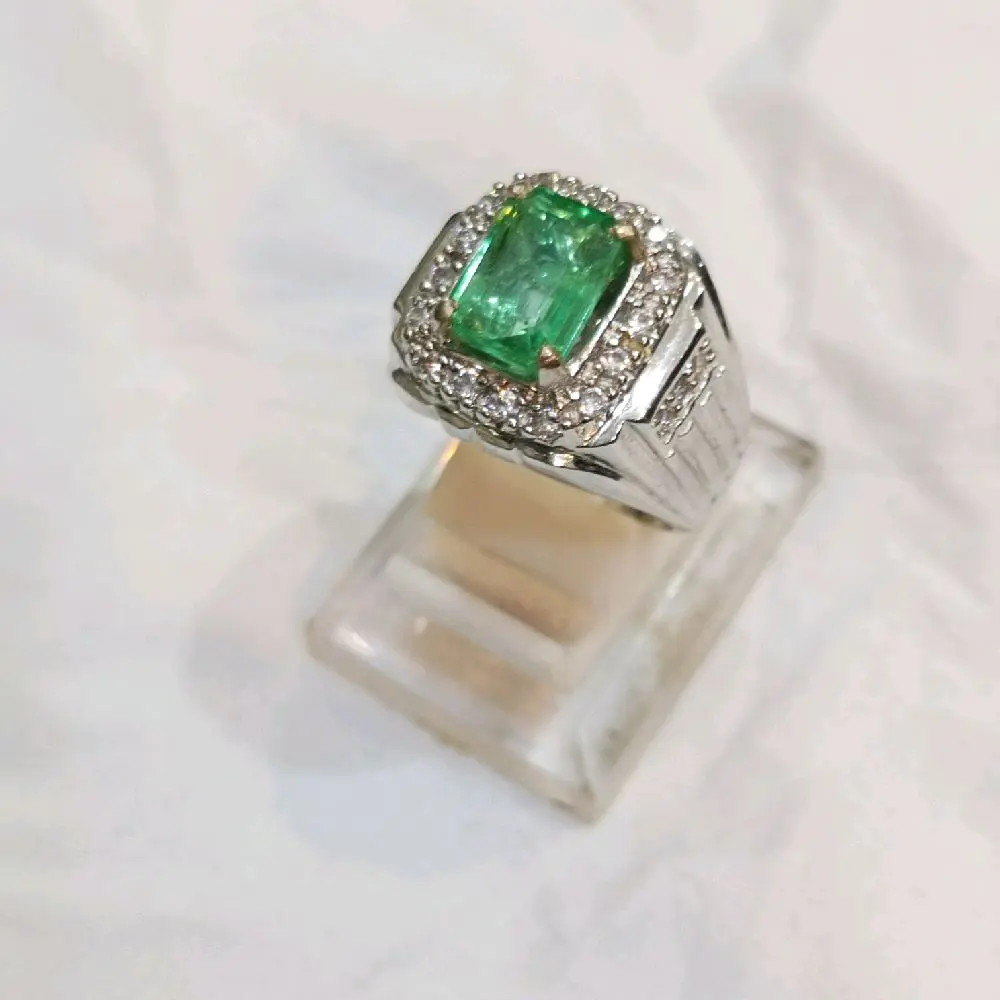 Cincin Alpaka Zamrud Chatam Colombia Asli