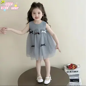 Lily Gaun tank top anak perempuan 1-4 tahun musim panas baru anak-anak tanpa lengan rok mesh bayi busur putri gaun super imut