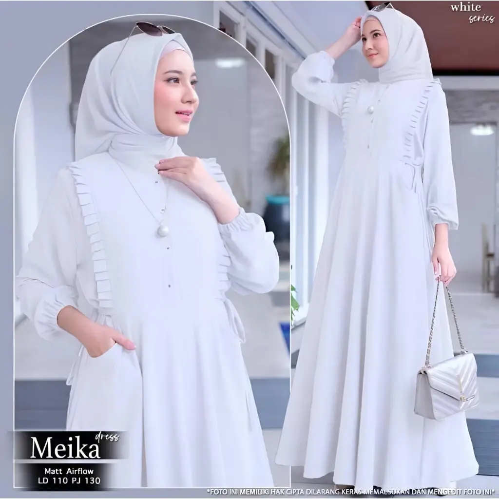 Gamis Manasik Haji Dress Putih Polos Abaya Crinkle Airflow