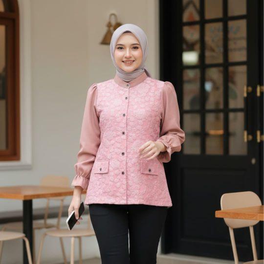 ZALIKA KEMEJA BLOUSE FUKURO JAGUAR EMBOS MEWAH MOTIF BUNGA DENGAN DISAIN ELEGAN