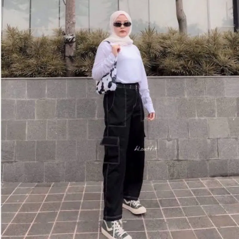 HL Cargo List Pants Korean Style - Banyak Warna Realpict Casual 3