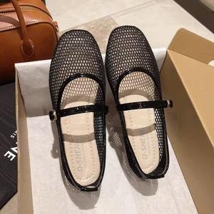 Giày Mary Jane Lưới Giày Bệt Mũi Vuông Quai Ngang Đi Biển Thoáng Khí Nhẹ Êm Chân Phù Hợp Đi Biển, Đi Du Lịch