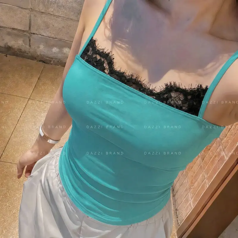 [TIFFANY BLUE MÀU MỚI] Áo 2 dây phối ren chất cotton DAZZI women A088 | BigBuy360 - bigbuy360.vn