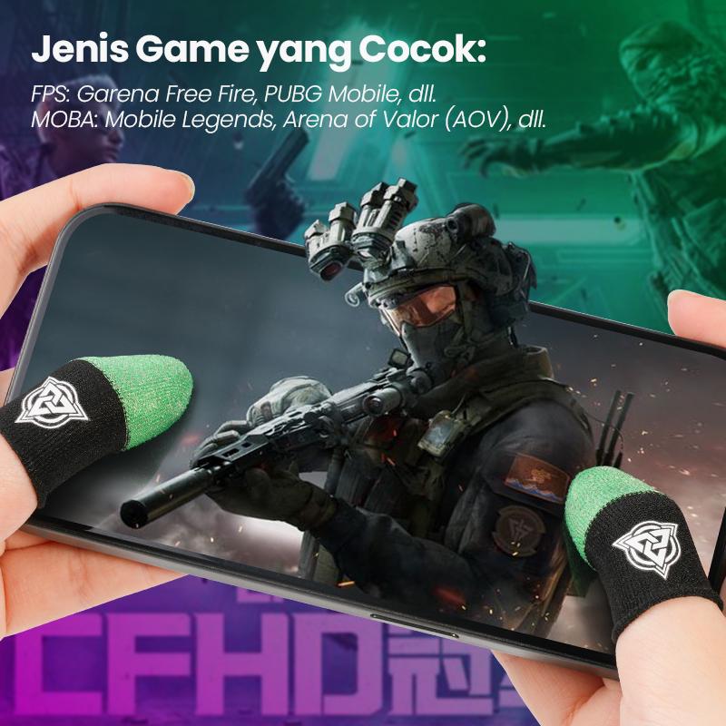 ‌BlueWow V4 Ice SilkFinger Sleeve/Pro Lengan Jari- Putih Sarung Jari Gaming Generasi Baru - Material Ice Silk/Shark Gaming-Material Nanofiber Premium | High Sensitivity & No Miss Touch | Anti-Sweat + Screen Safe untuk Garena/PUBG/MLBB