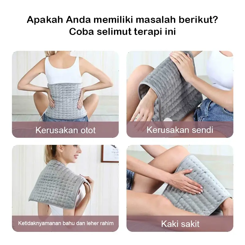 【COD】30x60cm Bantal Panas terapi kesehatan Alat Terapi bantal listrik panas terapi elektrikukuran besar 10-Level Fast Heat Mat Relief Pain 7