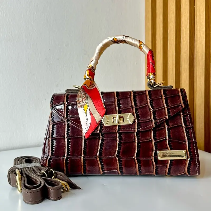 Handbag Mona by Nasta tas selempang bahan croco kombinasi kulit untuk wanita bisa untuk tas pesta atau kondangan free syal 5