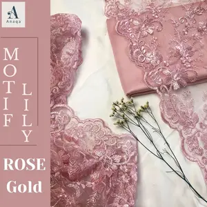 ½ meter Kain Brukat PREMIUM // Brokat Tile Prancis bahan Kebaya Lily Motif