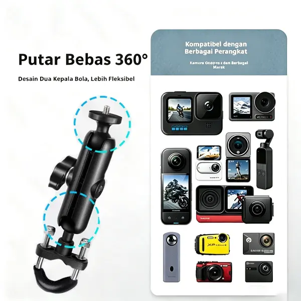 Mounting Action Cam Motor Bracket Gopro Insta 360 Handlebar Rearview Mirror COD