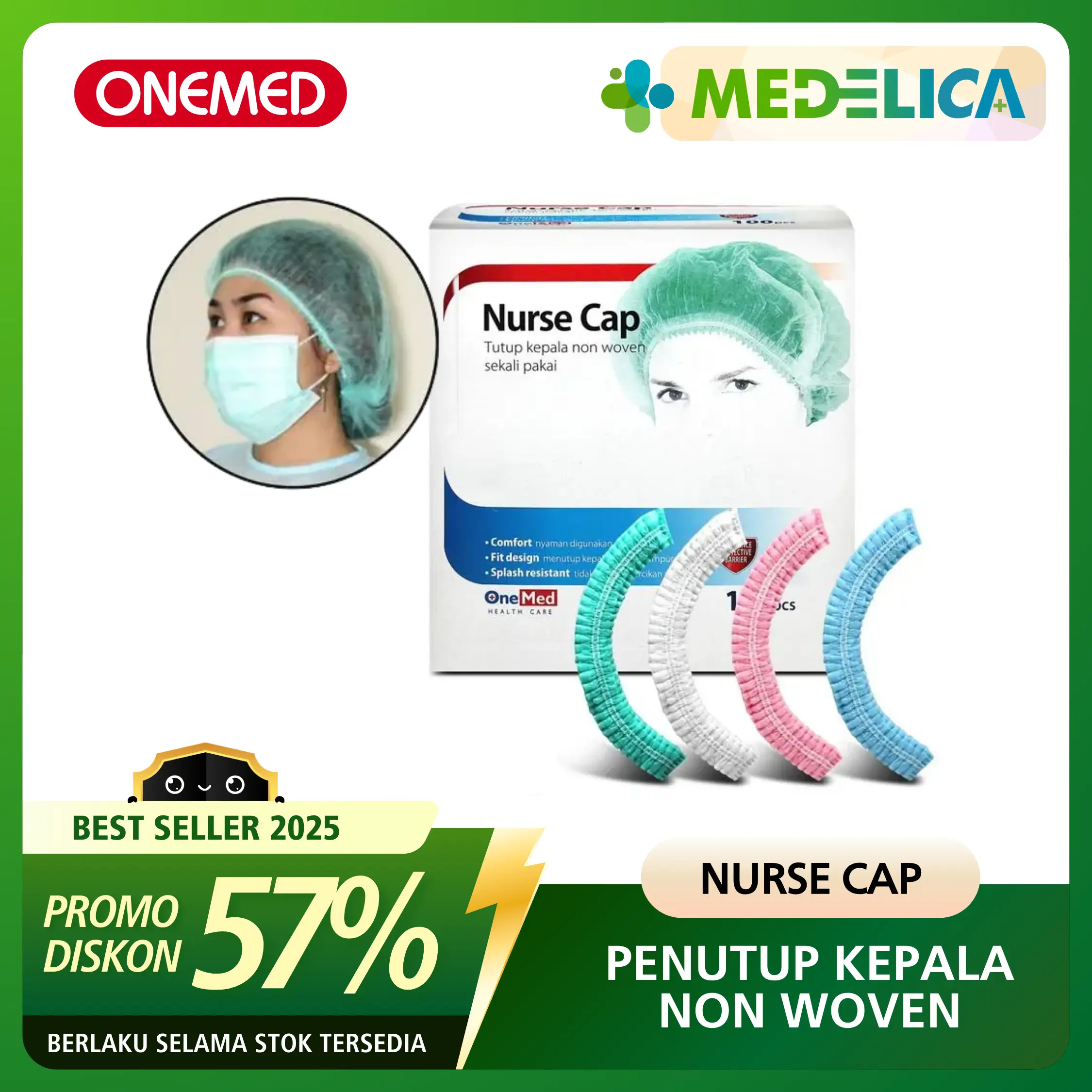Nurse Cap ONEMED / Penutup Kepala Sekali Pakai Onemed