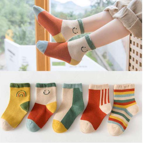 Kaos Kaki Anak Motif Lucu Basic UMUR 0-12 Tahun Kids Short Socks - 5 Pasang - Fashion 6