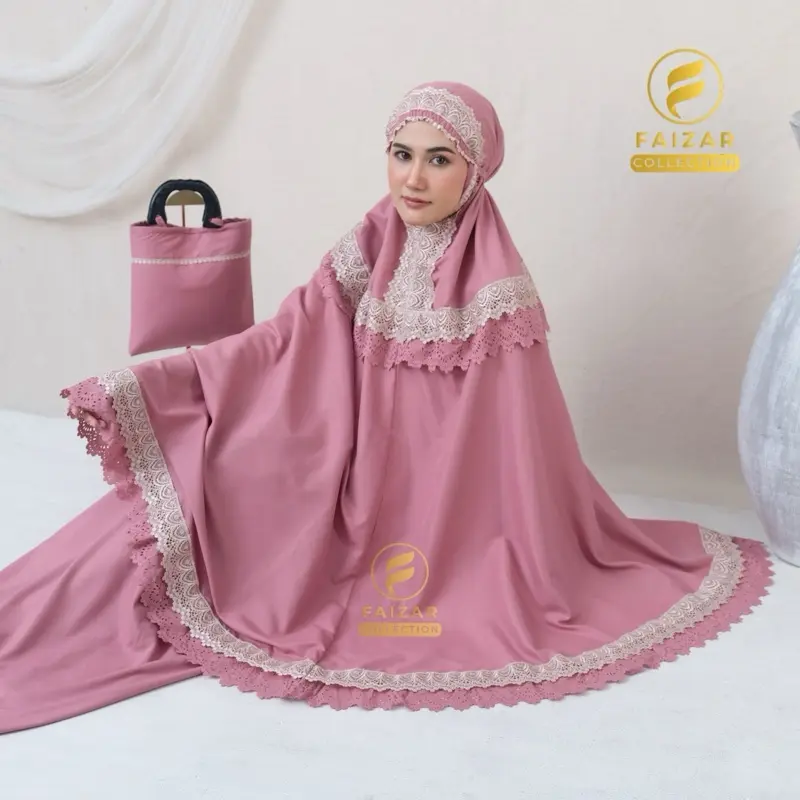 Mukena Dewasa Kejora Lasercut Plong Susun Katun Premium Renda Mewah Atasan Bawahan