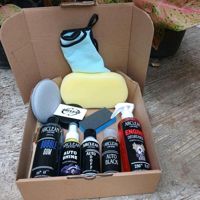 PAKET 6 BOTOL SABUN CUCI KENDARAAN TERLENGKAP BY ARCLEAN CAR WASH Pembersih Penghilang Pengkilap Body Ban Mesin Microfiber 5