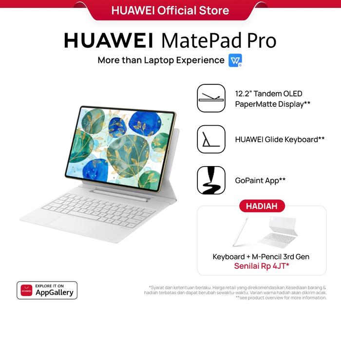 Gambar HUAWEI MatePad Pro 12.2-inch Tablet | PC Level WPS | Ultra Bright OLED PaperMatte | 2-in-1 Keyboard & Stylus | GoPaint dari Huawei Indonesia Kota Tangerang Tokopedia