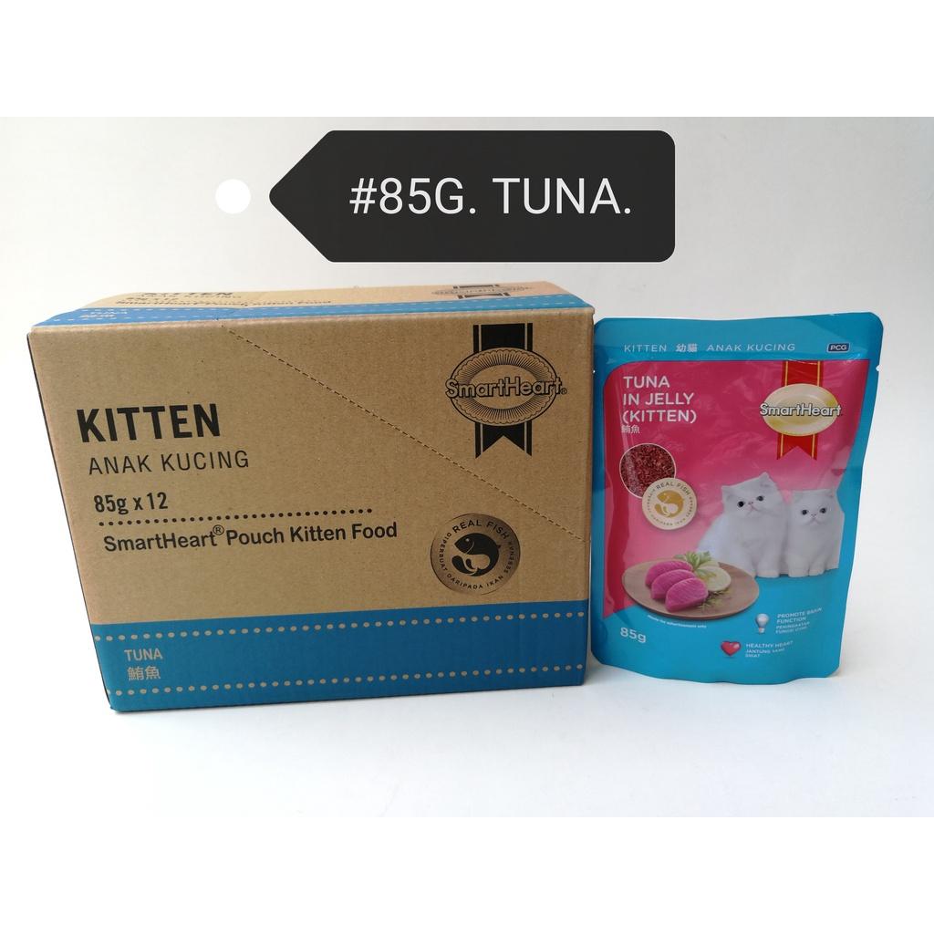 (48xPacks) SmartHeart Pouch Kitten Wet Cat Food Feed 85gram Tuna [Smart Heart] Makanan Kucing