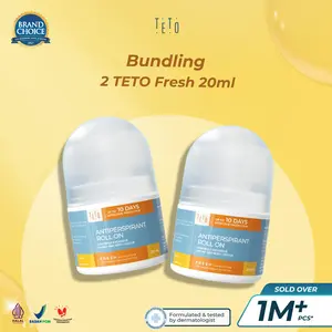Paket 2 pcs Teto Antiperspirant Bukan Deodorant Roll On Fresh 20ml yang mengurangi keringat & bau pada ketiak serta tubuh