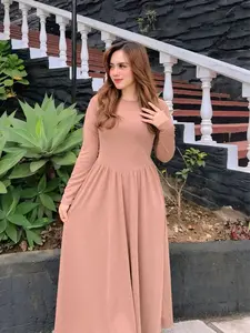Liona Long Dress Wanita Lengan Panjang Gaun Casual Midi Casual Dewasa Baju Pesta Remaja