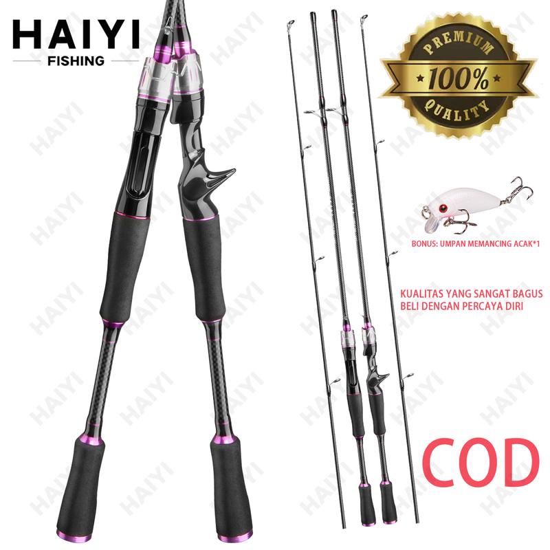 HAIYI FISHING Joran Pancing 1.65m/1.8m/2.1m Fishing Rod pancing Carbon Resistansi maksimum 8KG Fishing Pole 2 Section joran fiber murah joran fishing of catch 1