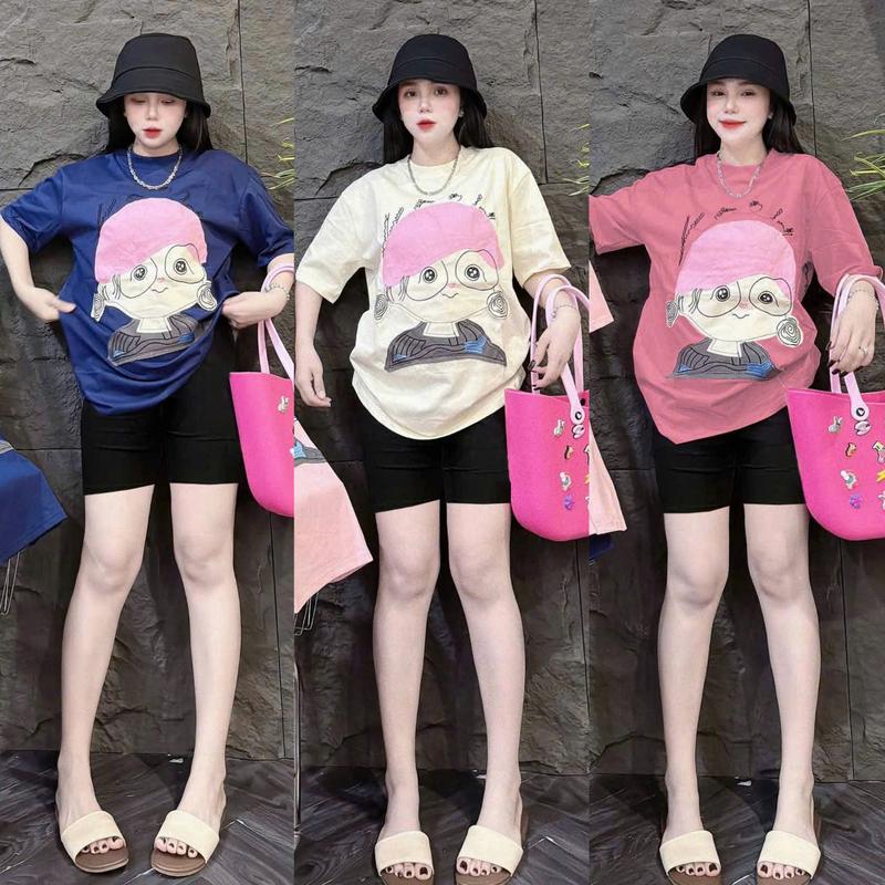 Set Đồ Bộ Nữ QBN Lửng Quần THUN TĂM LẠNH In BÉ GÁI NÓN HỒNG [BIGSIZE 45-85KG]