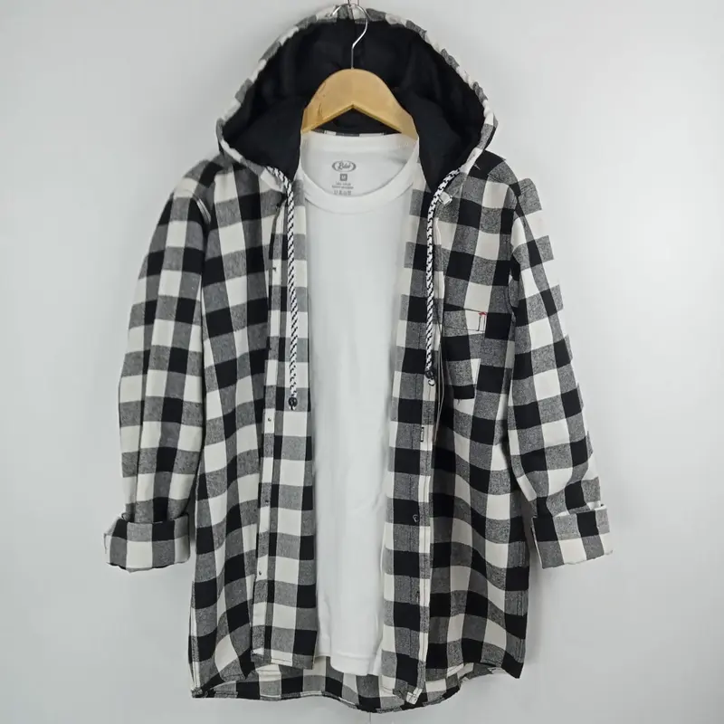 KEMEJA FLANEL HOODIE LENGAN PANJANG BERTUDUNG PRIA DAN WANITA KWALITAS DISTRO Keren Nyaman 8