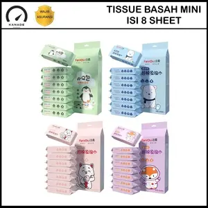 Tisu Basah Travel Karakter Mini 8 Sheets Travelling Wet Tissue Set Tissue Basah Mini Tissue Basah Travel Tisu Travel Wet Wipes Mini