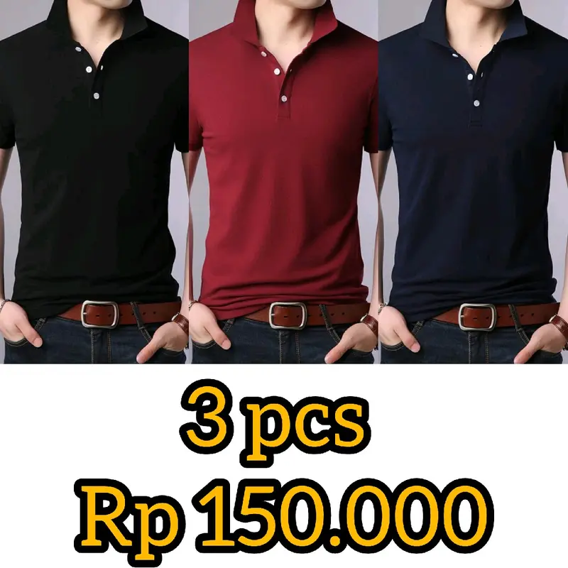 kaos kerah polos bahan lakoste paket 3 4