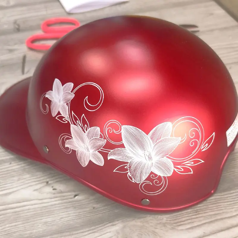 Mũ bảo hiểm kết Bông Hoa văn đính đá có khoét sau cột tóc. Helmet Phụ Kiện Chạy Xe Đạp 4