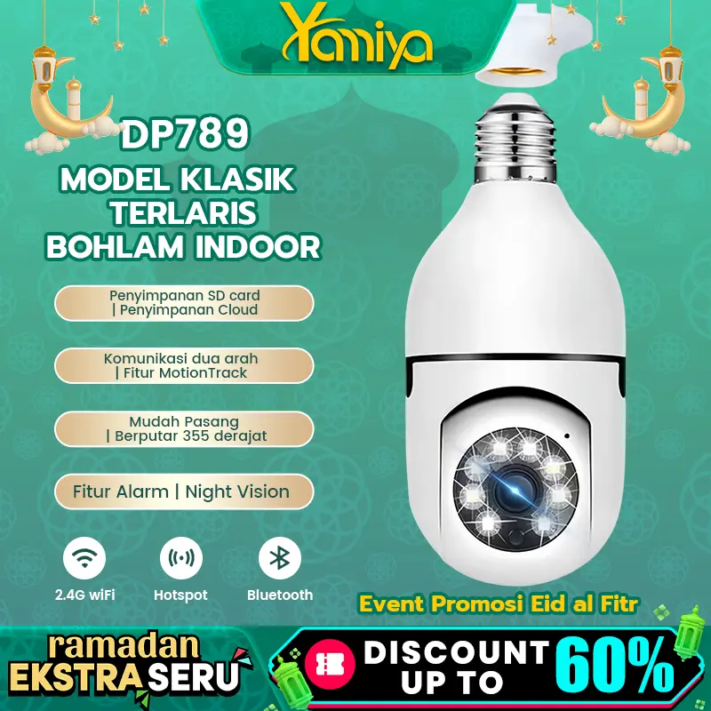 【Exclusive】Yamiya CCTV Lampu V380 HD 8MP Kamera CCTV Wifi Bohlam 360 Derajat PTZ Panoramic IP Camera Wireless Digital Pc Smart cctv pantaulewa thp