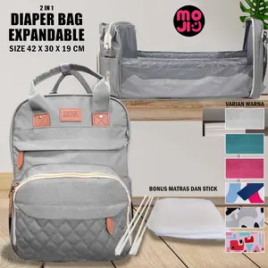 Diaper Bag Tas Popok Bayi Plus Ranjang Bayi Kualitas Ransel Waterproof