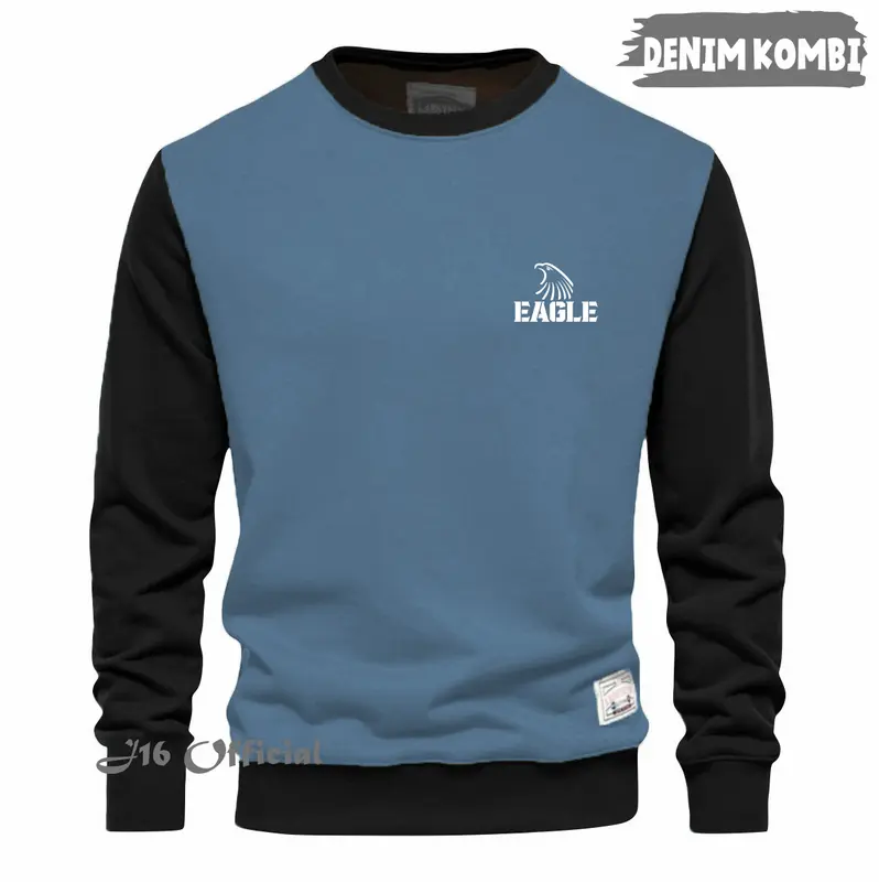 CREWNECK KOMBINASI SWEATER Oblong Pria Wanita Fleece Tebal Lembut 2