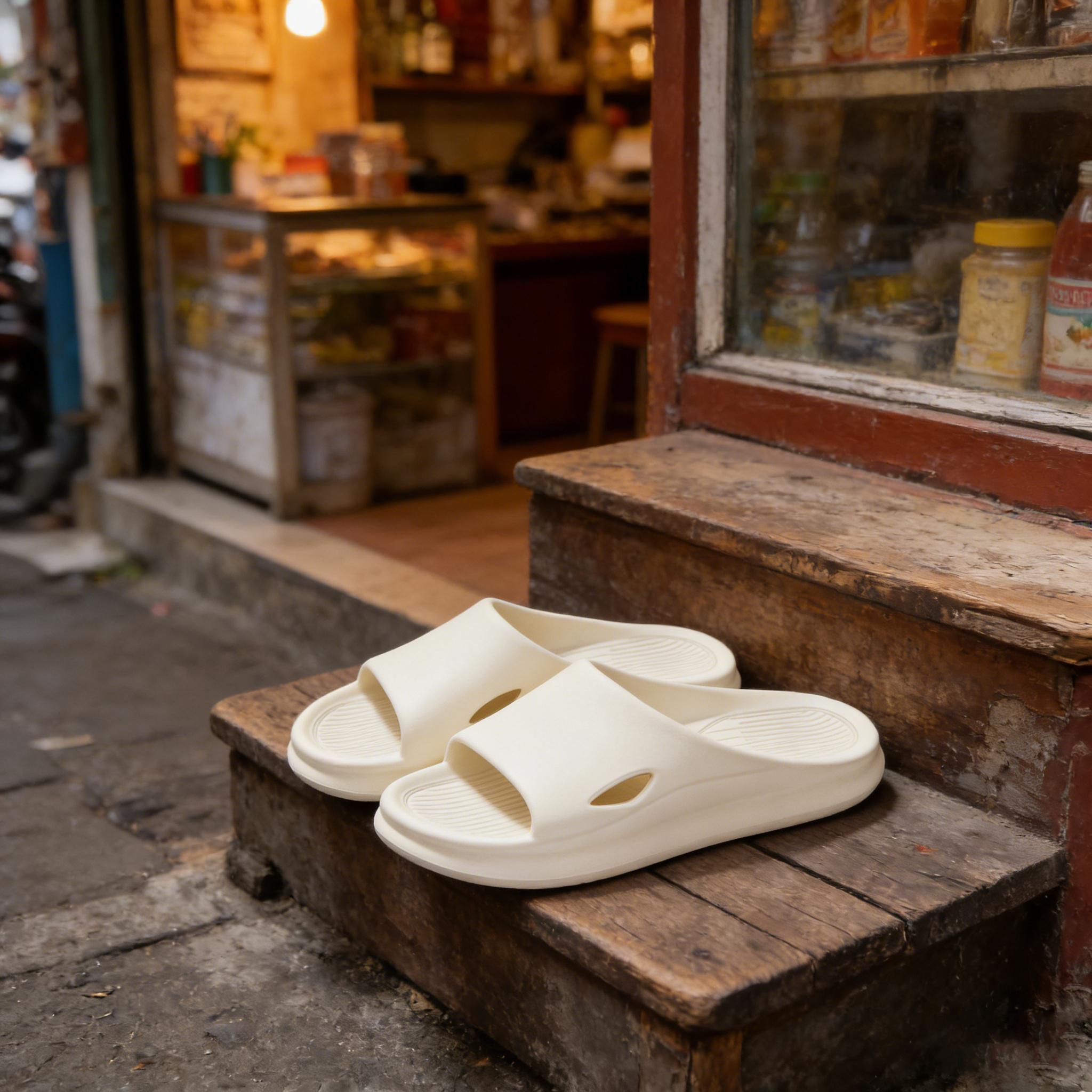 Sandal rumah bulu koreaSandal Rumah Mode Camouflage untuk Pria dan Wanita Bahan EVA Anti-bau Desain Unik Motif Kelapa Nyaman untuk Rumah dan Pantai