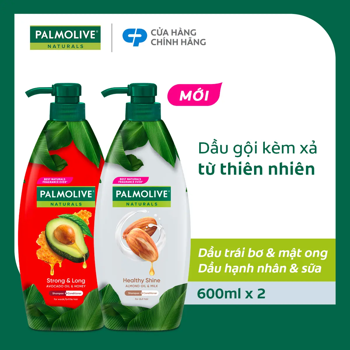 [DUY NHẤT 4-6.5]Bộ 2 dầu gội Palmolive Naturals chiết xuất thiên nhiên Chăm Sóc Tóc và Dưỡng Tóc bồng bềnh 600ML x2 phù hợp cho Nữ và Nam