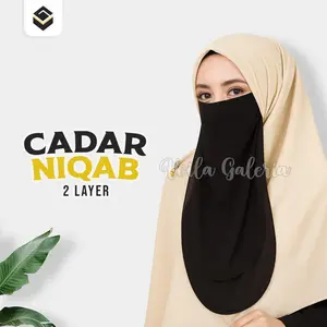 Cadar 2 Layer Haji Umroh Premium - Niqab Niqob Penutup muka Tali Tanpa Jahitan