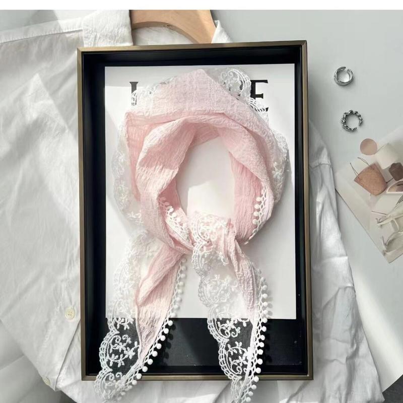 Product Introduction of Khăn Quàng cổ Quàng Cổ Ren, Phong Cách Ins Hàn Quốc, Dành Cho Nữ, Thiết Kế Cổ Điển Dây Đeo Tam Giác, Túi Tóc, Mũ Khăn Trùm Đầu, Thích Hợp Cho Du Lịch Và Chụp Ảnh, Băng Đô, Phụ Kiện Khăn Xếp 15