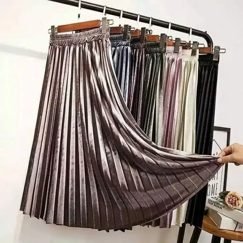 Rok Plisket Bludru Anak 7/8 Usia 9-14 Tahun / Rok Bludru Tanggung Terbaru - Fashion 6