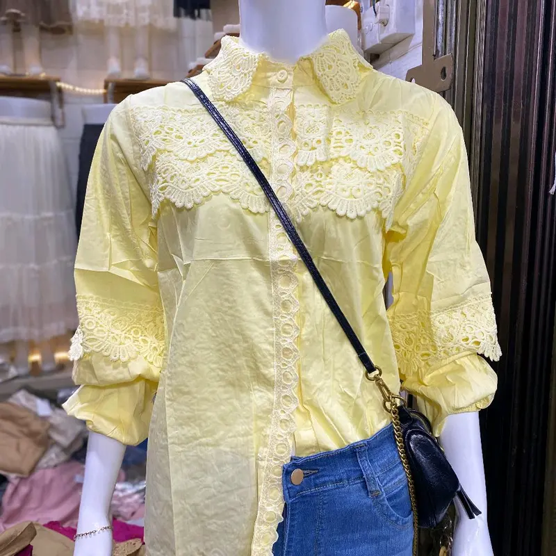 Atasan Kemeja katun prem  import bkk krah renda  Ld116 Pb 67 3