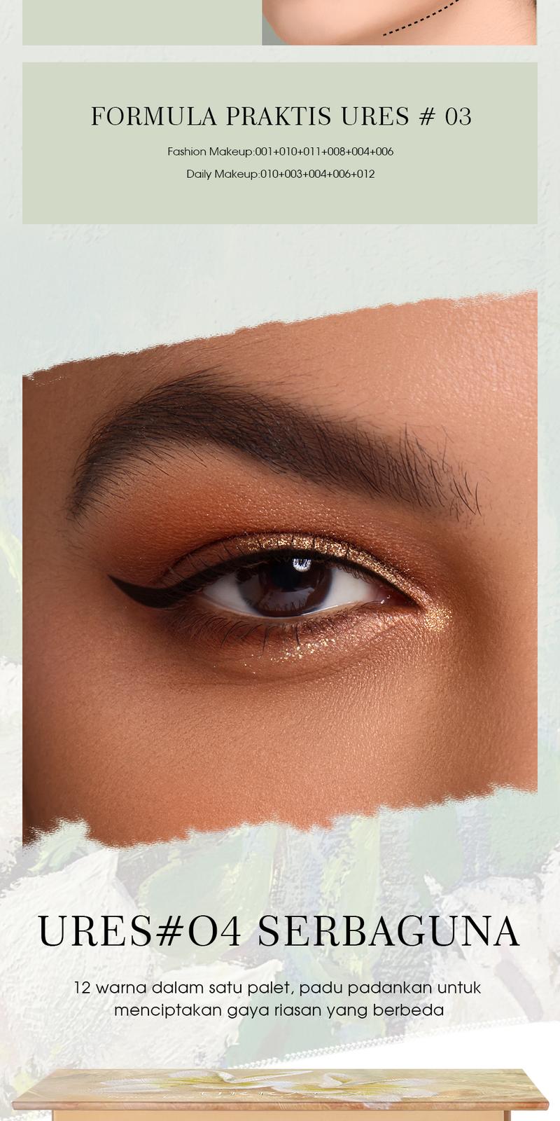 Product Introduction of urracx Eyeshadow Palette Flower Language 12 Colors FacePalette Elegant Kosmetik(13.5g) 40