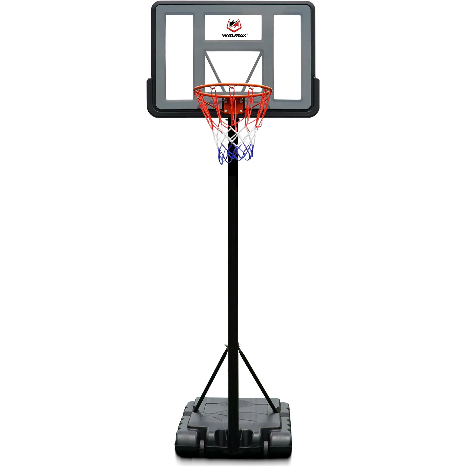 WIN.MAX Basketball Hoop 4.9-10ft Adjustable Height,For basketball courts Portable Basketball Hoops Stand System,44 inch Backboard for Adult with Enlarged Base and Premium Wheels…
