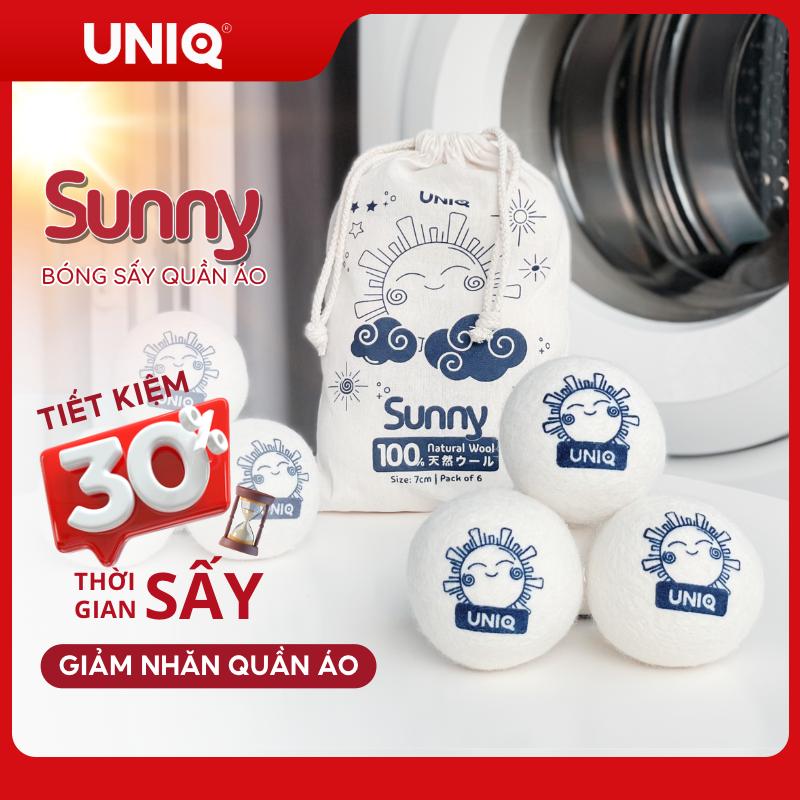 Bóng sấy quần áo len lông cừu UNIQ Sunny banh giúp khô nhanh tiết kiệm điện chống nhăn thơm quần áo cho máy sấy giặt