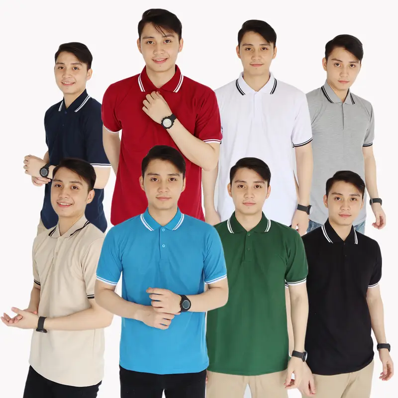 liso wear - Kaos Polo Pria Polos Krem Kerah Stripe Lis Seragam Kerah Katun Pique - Pendek - Baju Distro Casual 1