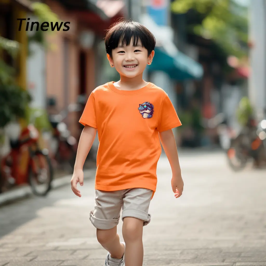 Baju-T Lelaki, Cetakan Rekaan Baharu Dinosaur, Sesuai untuk Budak Lelaki 13 Tahun, Warna Jingga, Tee Atas, Hitam dan Putih, Sesuai untuk Bayi Perempuan, Baju-T Sukan, Cepat kering dan Bernafas, Pakaian Musim Panas