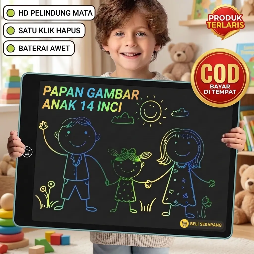 [COD] Papan Tulis LCD Digital 12 Inci Sensitif Tekanan Tulisan Berwarna Warni Desain Tipis Ringan Portabel untuk Siswa Sekolah Usia Dini Media Berekspresi Seni Anak Tanpa Mengotori Tembok Rumah Mainan Edukasi Favorit Menemani Waktu Santai