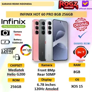 Infinix Hot 60 Pro 8GB 256GB - Up to 16GB Extended RAM - Helio G200 - 6.78 inch 120Hz AMOLED - 50MP - 5160 mAh - NFC