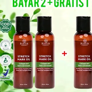 (BUY 2 + GET 1) RINTIK STRETCH MARK OIL PELEMBAB PALING AMPUH & MEMUDAHKAN BEKAS LUKA SELULIT STEAM BY RINTIK 90ML BPOM